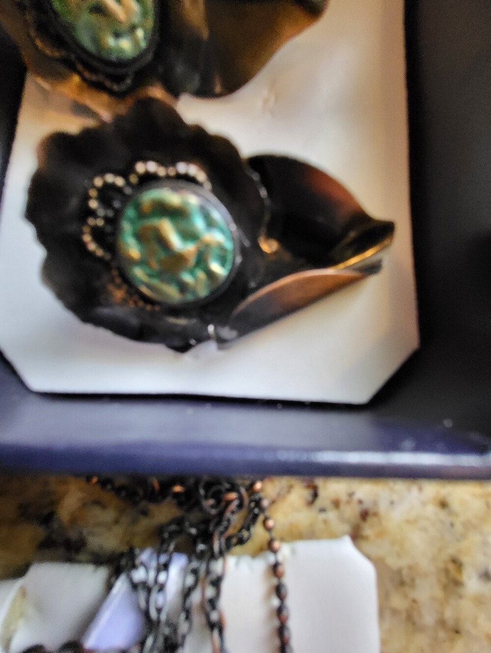 Yousi Antique-Style Turquoise and Bronze Statement Pendant Necklace - Picture 9 of 11